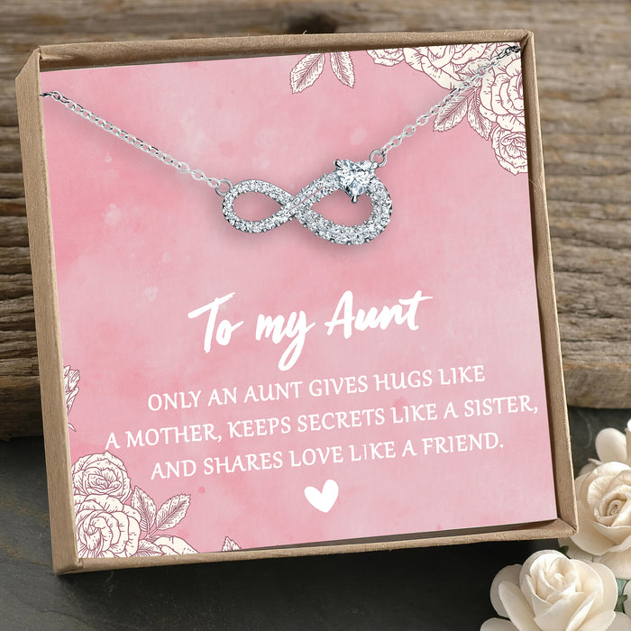 Only An Aunt Gives Hurt Like A Mother - Gift For Aunt From Niece, Mother's Day Gift - S925 Infinity Necklace with Message Card