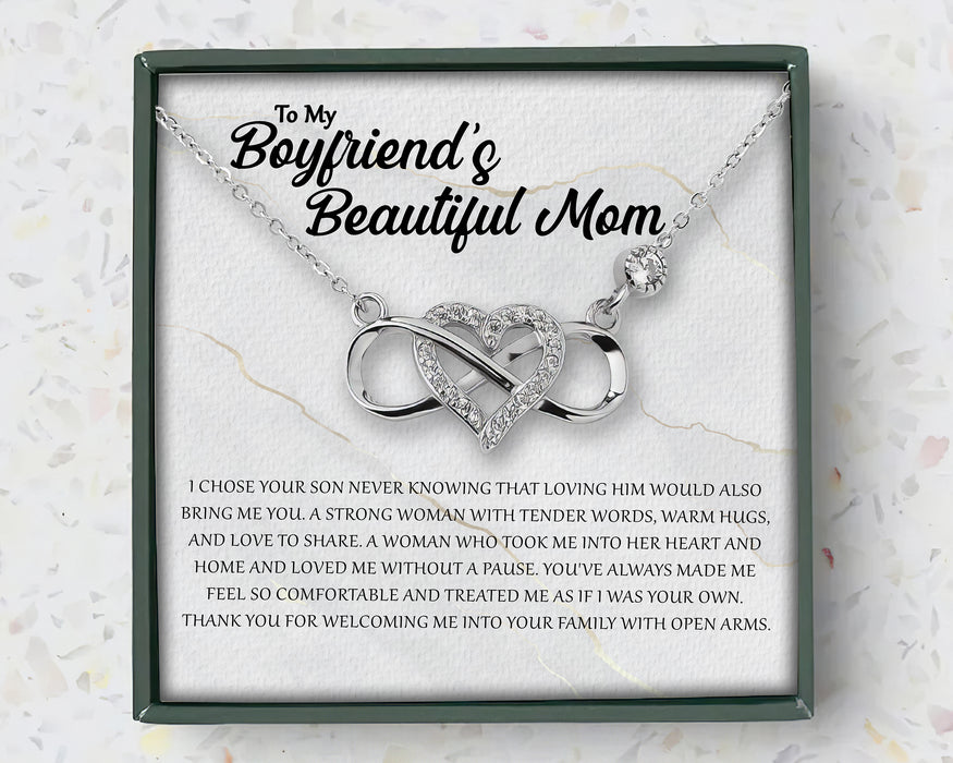 Thank You For Welcoming Me Into Your Family With Open Arms - Gift For Mother-in-law From Daughter-in-law, Mother's Day Gift - S925 Infinity Necklace with Message Card