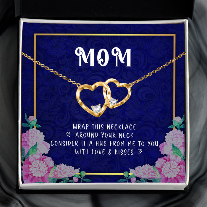 Wrap This Necklace Around Your Neck - Gift For Mom, Mother's Day Gift - Double Heart Necklace with Message Card