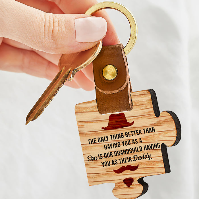 The Only Thing Better Than Having You As A Son - Gift For Son, Father's Day Gift - Wooden Puzzle Keychain