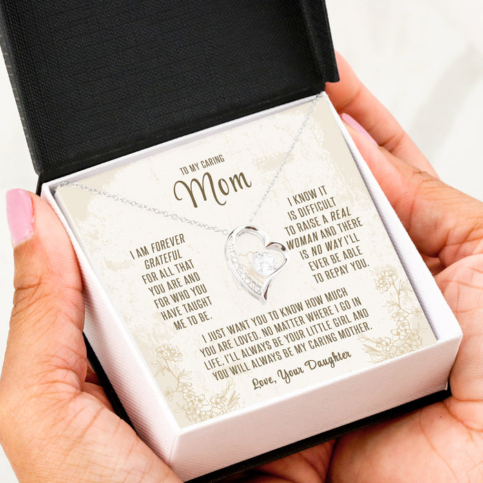 To My Caring Mom, You Are Loved - Gift For Mother, Mother's day Gift - Forever Love Necklace with Message Card