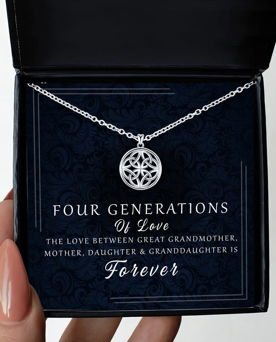Four Generations Of Love - Gift For Mom, Grandma, Mother's Day Gift - Celtic Knot Generations Necklace with Message Card