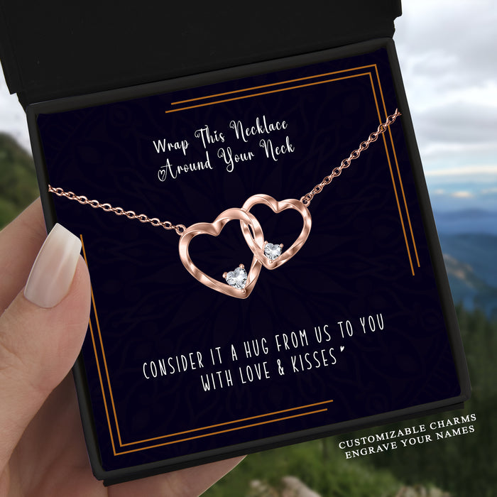 Wrap This Necklace Around Your Neck - Gift For Mom, Mother's Day Gift - Double Heart Necklace with Message Card