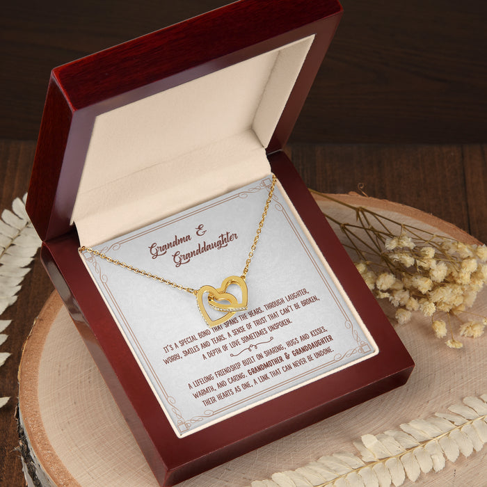Grandma And Granddaughter Their Hearts As One, A Link That Can Never Be Undone - Gift For Grandma, Granddaughter, Mother's Day Gift - Interlocking Hearts Necklace with Message Card