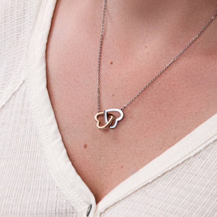 To My Caring Mom, You Are Loved - Gift For Mother, Mother's day Gift - Interlocking Heart Necklace with Message Card