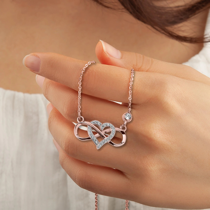 Mother And Daughter, Forever Linked Together - Gift For Mom, Gift For Daughter, Mother's Day Gift - S925 Infinity Heart Necklace with Message Card