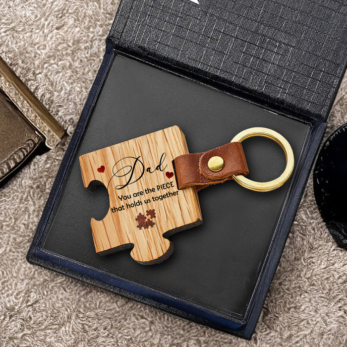 Dad, You Are The Piece That Holds Us Together - Gift For Dad, Father's Day Gift - Wooden Puzzle Keychain