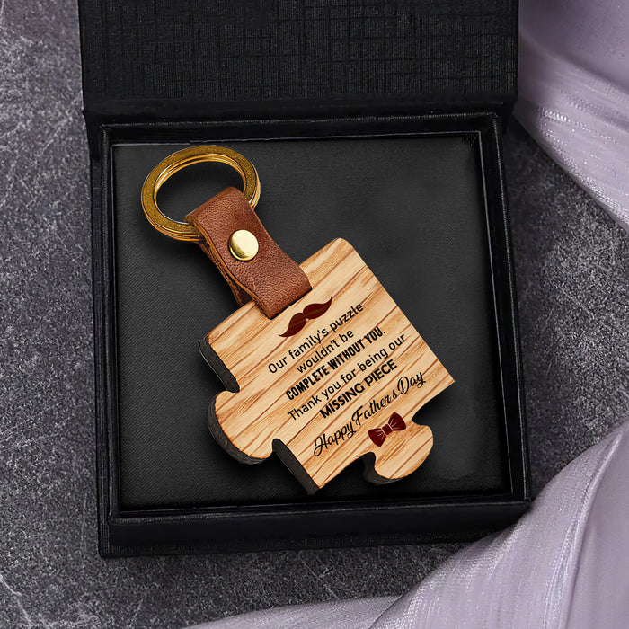 Thank You For Being Our Missing Piece - Gift For Husband, Father's Day Gift - Wooden Puzzle Keychain