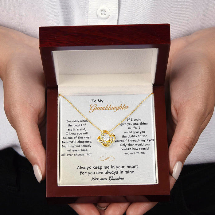 To My Granddaughter, You Are Always In Mine - Gift For Granddaughter From Grandma - Love Knot Necklace with Message Card
