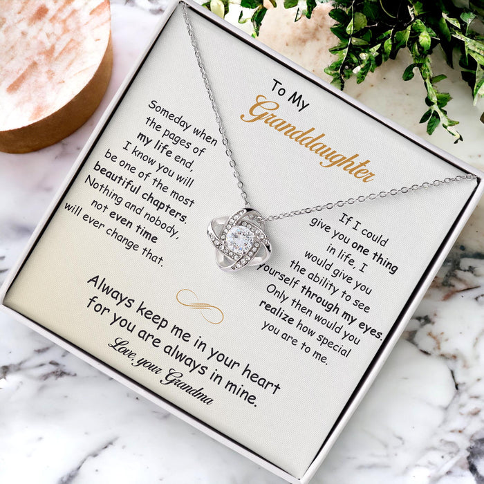 To My Granddaughter, You Are Always In Mine - Gift For Granddaughter From Grandma - Love Knot Necklace with Message Card
