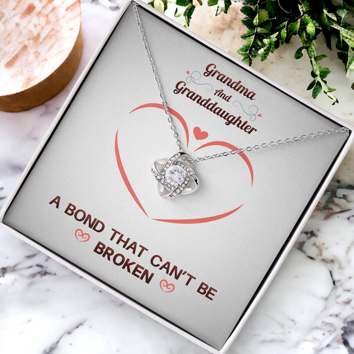 Grandma & Granddaughter A Bond That Can't Be Broken - Gift For Grandma, Granddaughter, Mother's day Gift - Love Knot Necklace with Message Card
