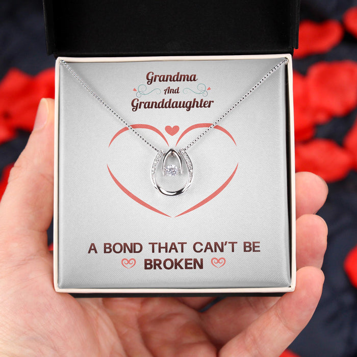 Grandma & Granddaughter A Bond That Can't Be Broken - Gift For Grandma, Granddaughter, Mother's day Gift - Lucky In Love Necklace with Message Card