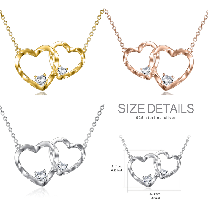Grandma And Granddaughter, A Bond That Can't Be Broken - Gift For Grandma, Mother's Day Gift - S925 Double Heart Necklace with Message Card