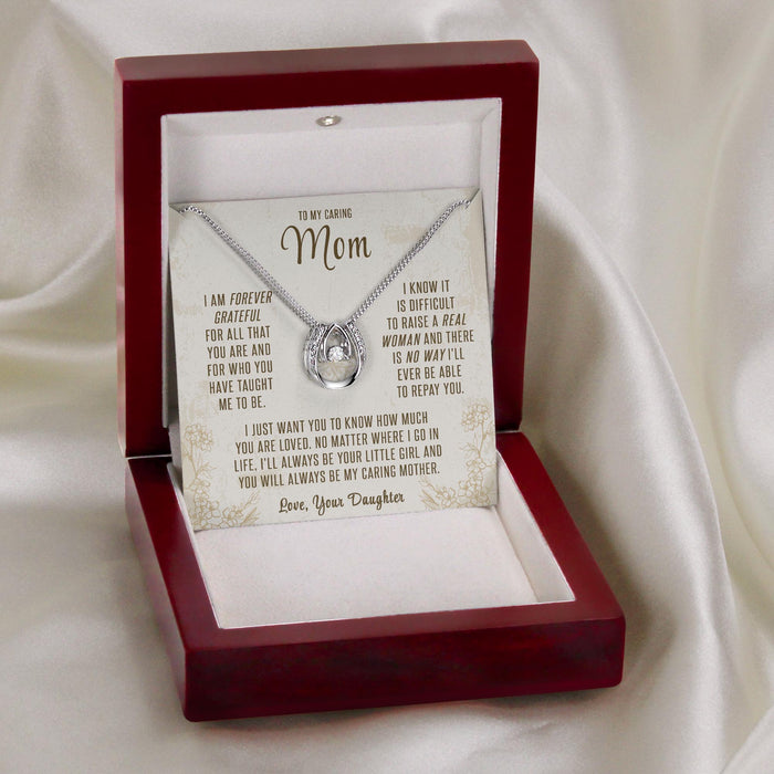 To My Caring Mom, You Are Loved - Gift For Mother, Mother's day Gift - Lucky In Love Necklace with Message Card