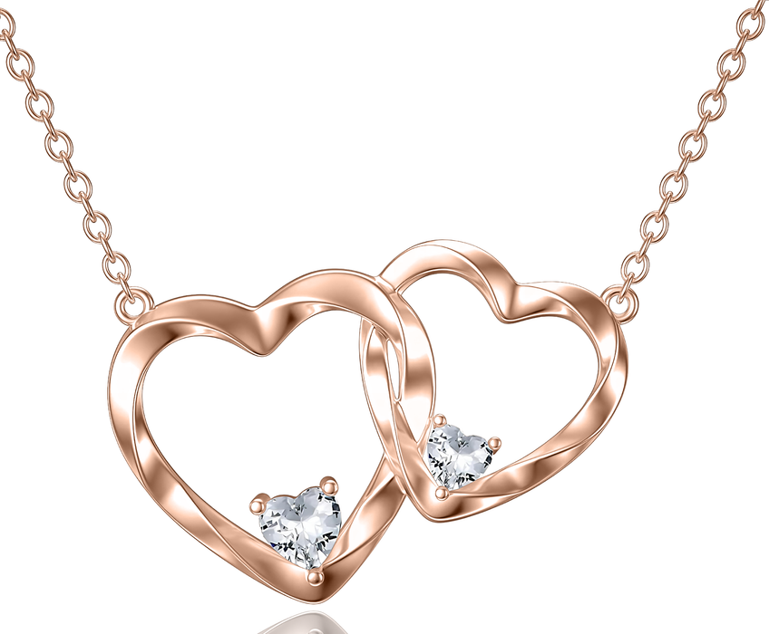 This Necklace Stands For The Love Between Mother & Daughter - Gift For Mother-in-law, Mother's Day Gift - S925 Double Heart Necklace with Message Card