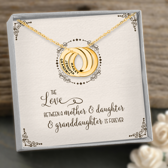Generations, The Love Between Mother, Daughter & Granddaughter Is Forever  - Mother's Day Gift - S925 Custom Names Chain Necklace with Message Card