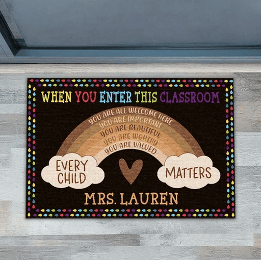 Personalized Teacher You Are All Welcome Here Custom Doormat, Teacher Gifts, Classroom Decor Warm House Gift Welcome Mat