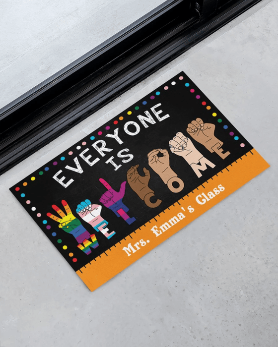 Personalized Everyone Is Welcome Equality Indoor And Outdoor Doormat Gift For Teacher Student Decor Warm House Gift Welcome Mat Back To School