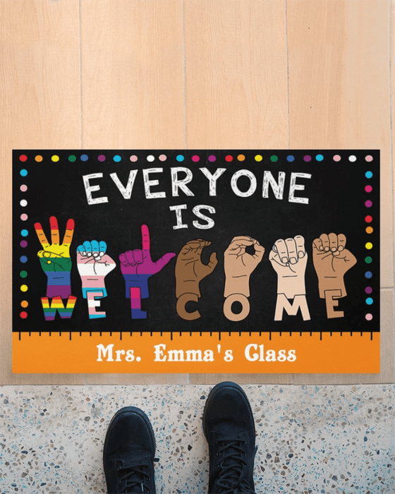 Personalized Everyone Is Welcome Equality Indoor And Outdoor Doormat Gift For Teacher Student Decor Warm House Gift Welcome Mat Back To School