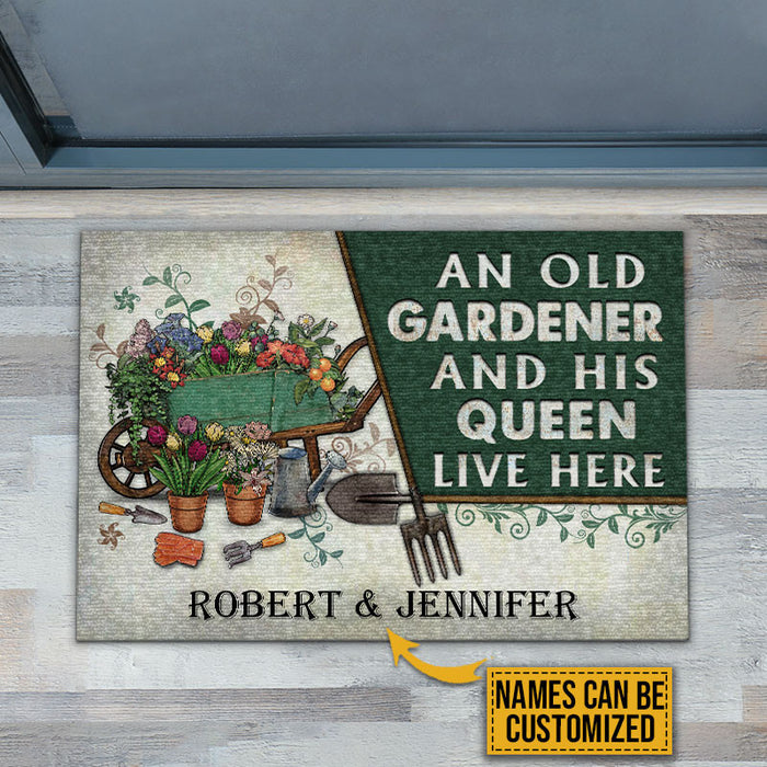 Personalized Garden Old Couple Live Here Doormat