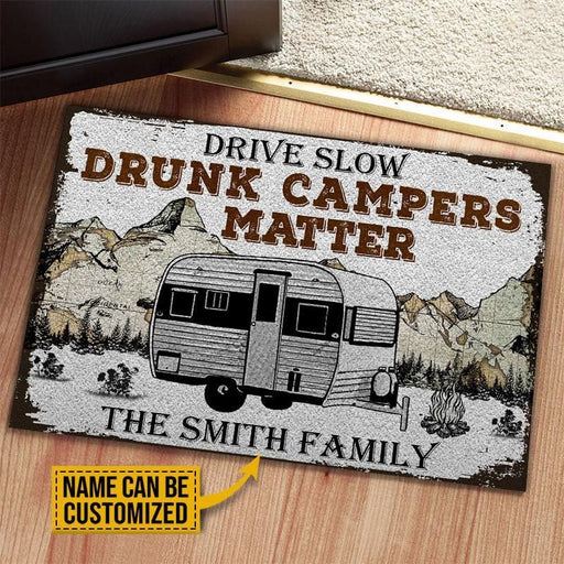 Personalized Camping Drunk Camper Matter Doormat
