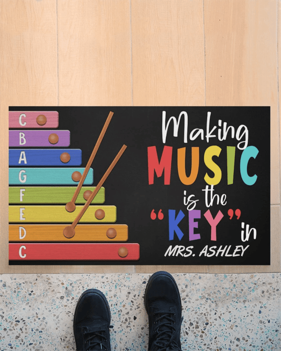 Personalized Music Making Music Is The Key Indoor And Outdoor Doormat Gift For Teacher Student Decor Warm House Gift Welcome Mat Back To School