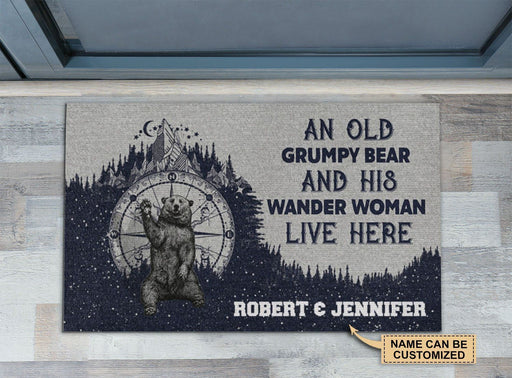 Personalized Camping Grumpy Bear Wander Woman Doormat