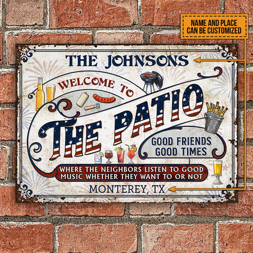 Patio Grilling Stars Stripes Listen To The Good Music Personalized Rectangle Classic Metal Sign