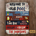 Personalized Swimming Pool Stars & Stripes Welcome Custom Classic Metal Signs