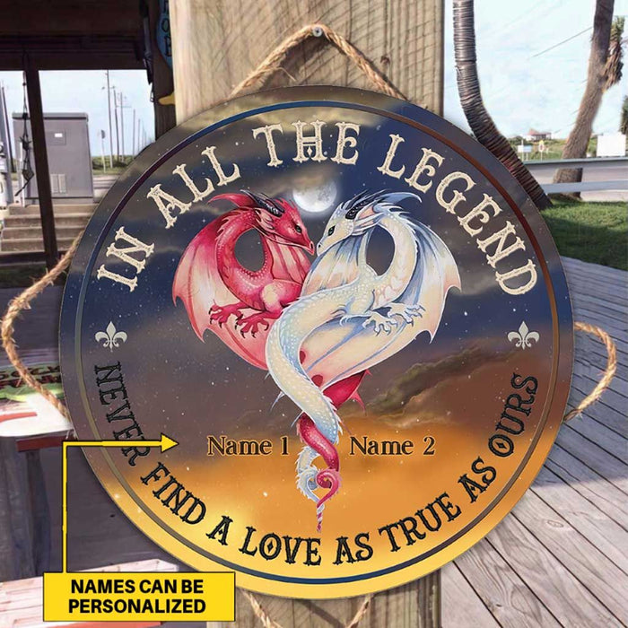 As True As Ours - Dragon Personalized Round Wood Sign