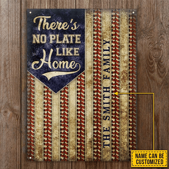 Personalized Stars & Stripes Baseball No Plate Like Home Custom Classic Metal Signs