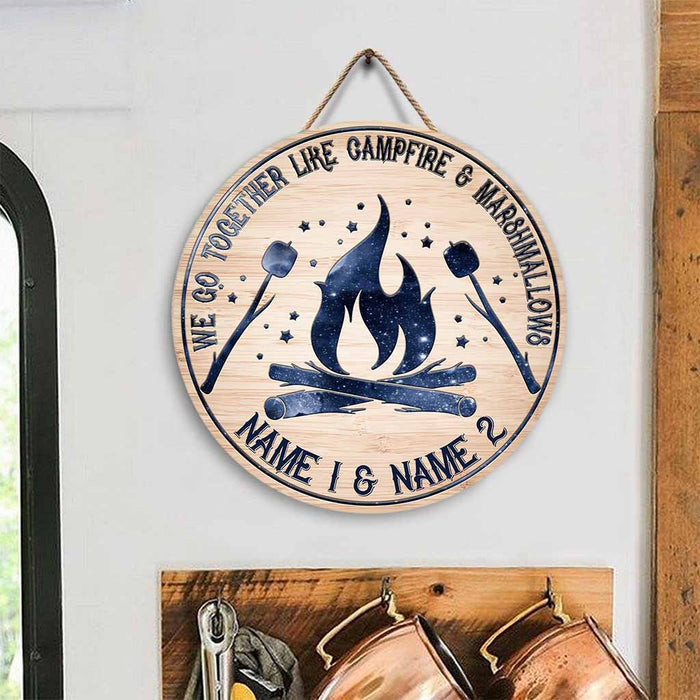 We Go Together - Camping Personalized Round Wood Sign