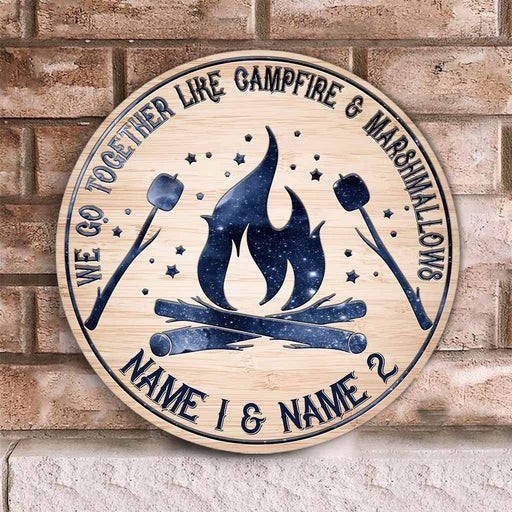 We Go Together - Camping Personalized Round Wood Sign