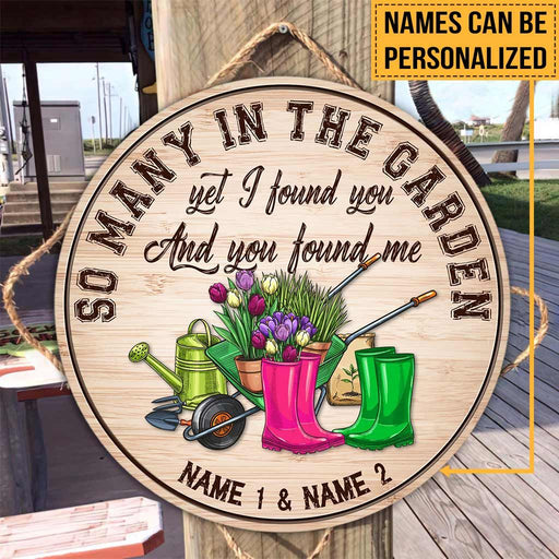 So Many In The Garden Personalized Round Wood Sign