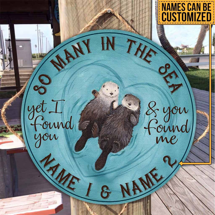 So Many In The Sea - Otter Personalized Round Wood Sign
