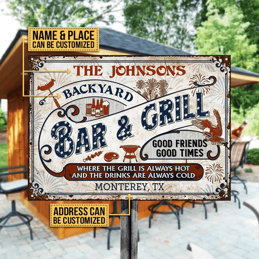 Personalized Stars & Stripes Grilling Where The Grill Custom Classic Metal Signs