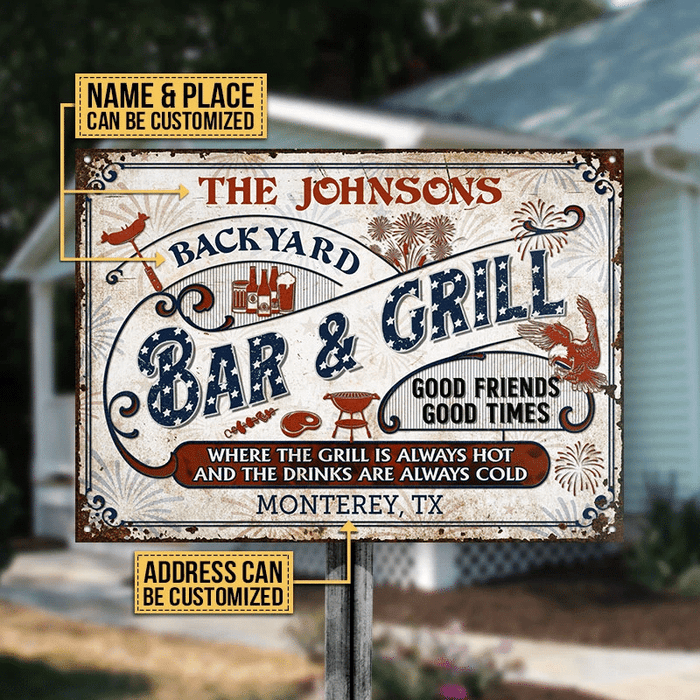 Personalized Stars & Stripes Grilling Where The Grill Custom Classic Metal Signs