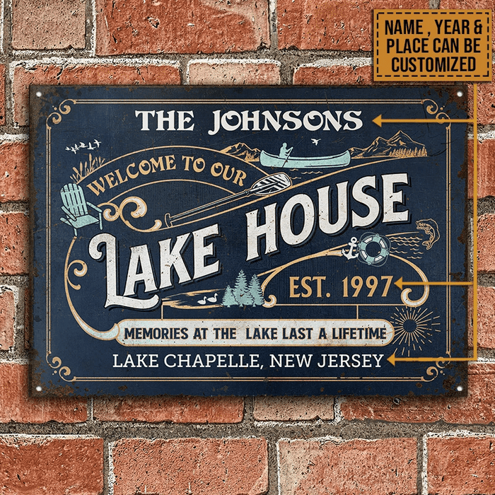 Personalized Lake Vintage Memories At The Lake Customized Classic Metal Signs