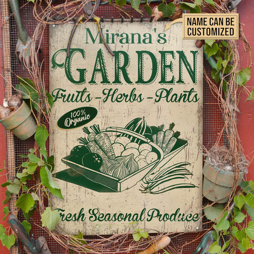 Personalized Garden Fresh Seasonal Produce Customized Classic Metal Signs