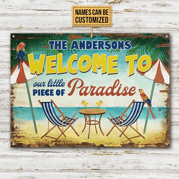 Personalized Beach A Little Peace Of Paradise Customized Classic Metal Signs