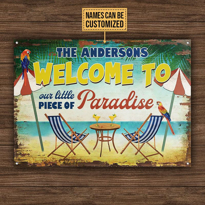 Personalized Beach A Little Peace Of Paradise Customized Classic Metal Signs