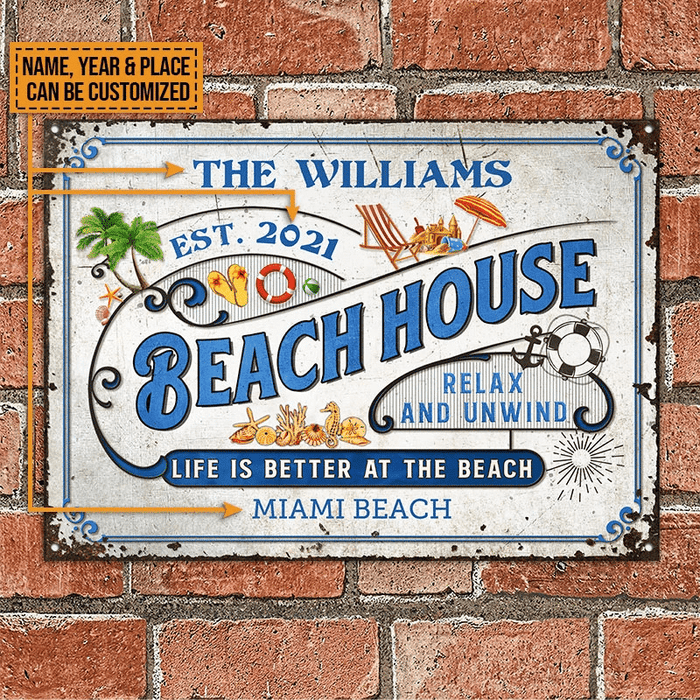 Personalized Beach Life Is Better Custom Classic Metal Signs