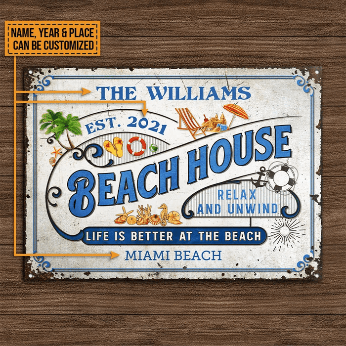 Personalized Beach Life Is Better Custom Classic Metal Signs