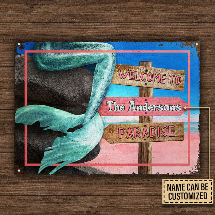 Personalized Mermaid Paradise Custom Classic Metal Signs