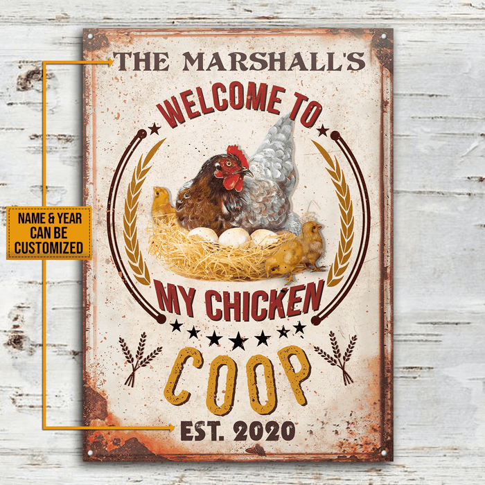 Personalized Welcome My Chicken Coop Customized Classic Metal Signs