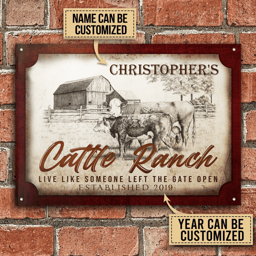 Personalized Cattle Ranch Gate Open Customized Classic Metal Signs