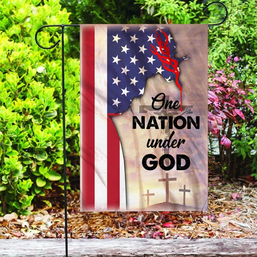 Custom Flag One Nation Under God Jesus Christ Flag - Garden Flag V3