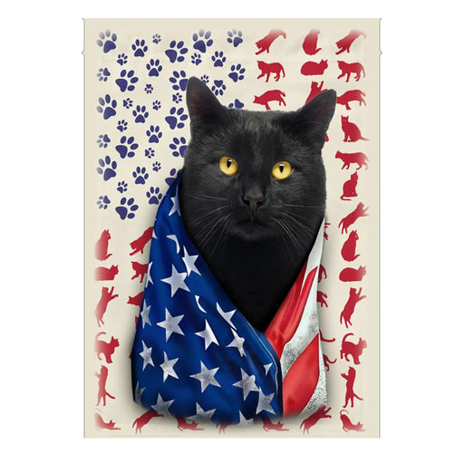 Black Cat Celebrate Fourth Of July Independence Day Flag - Garden Flag V2