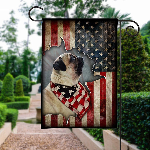 Custom Flag Pug Happy 4th Of July American US Flag - Garden Flag V2