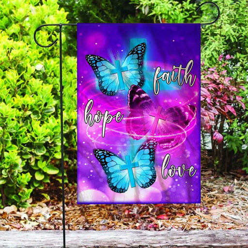 Custom Flag Butterfly. Faith, Hope, Love Flag - Garden Flag